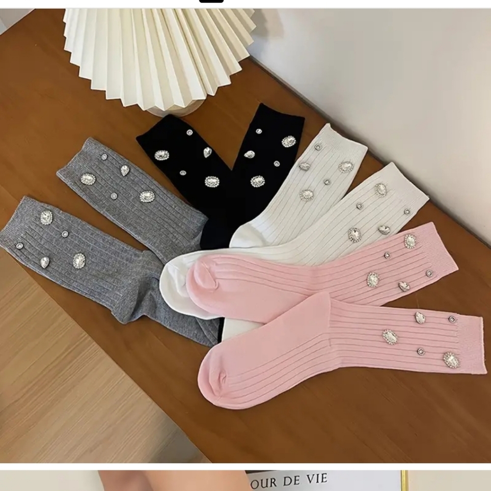 Black Rhinestone Socks - Picture 2 of 3